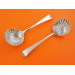 Pair Georgian silver sauce ladles with shell by bowls by Thomas Chawner
